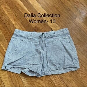 Dalia Collection Women's Pinstripe Drawstring Shorts - White & Navy